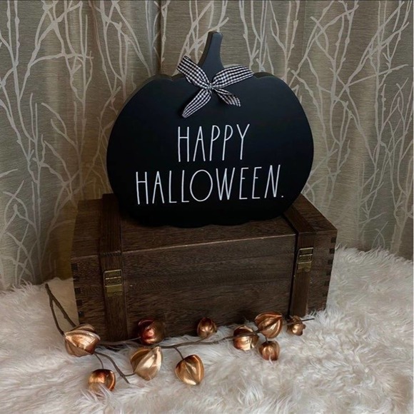 RAE DUNN FARMHOUSE HOME DECOR HALLOWEEN PUMPKIN TABLE TOP WOOD WITCH BOO NEW HTF - Picture 3 of 5